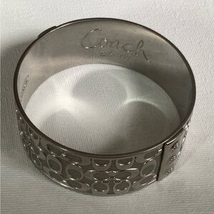 Coach Iconic Logo Silver Bangle Bracelet/Authentic Thicker Design/Beautiful